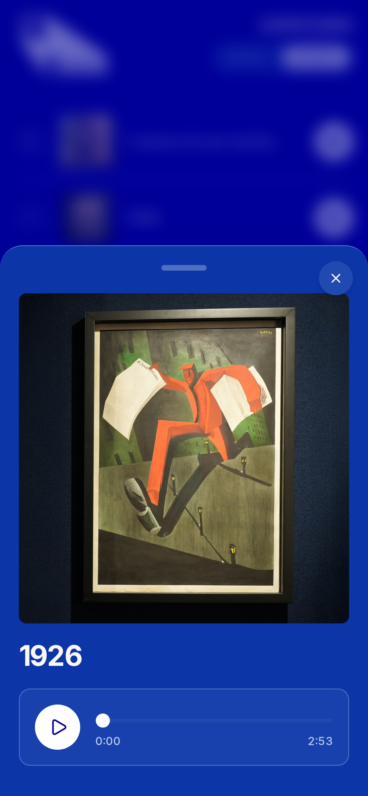 Scheda dell'opera 1926 con immagine e player audio dell'audioguida