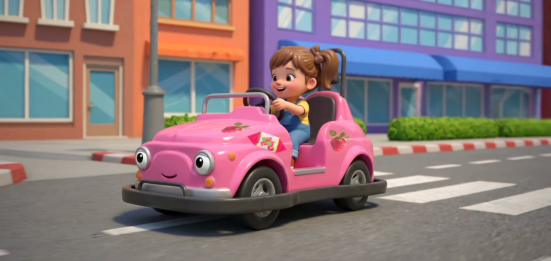 Bambina alla guida di un'auto del percorso di Italia in Miniatura